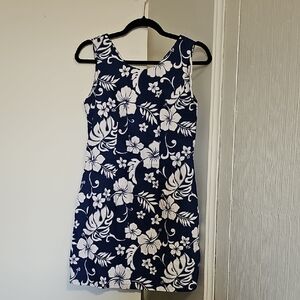 Aloha Republic 100% Cotton Hawaiian Dress Navy/White Small